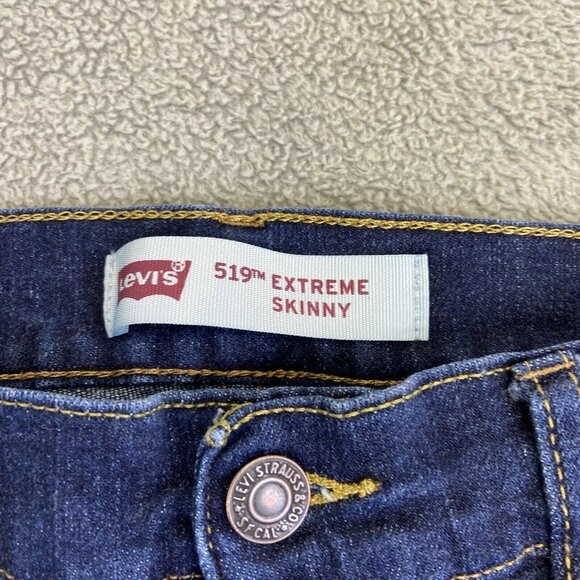 Levis Jeans 14 Reg (Fits 26x25) Blue 519 Extreme Skinny‎ Dark Wash Denim - Picture 4 of 9